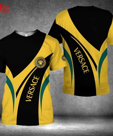 Versace Black Yellow Luxury Brand Premium T-Shirt Outfit For Men Women