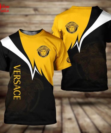 Versace Medusa Yellow Black Luxury Brand Premium T-Shirt Outfit For Men Women