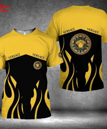 Versace Medusa Yellow Black Luxury Brand T-Shirt Outfit For Men Women