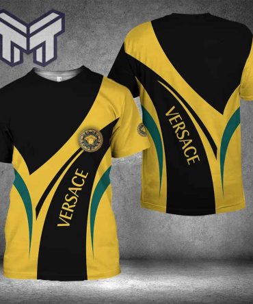 Versace T-Shirt, Versace Black Yellow Luxury Brand Premium T-Shirt Outfit For Men Women