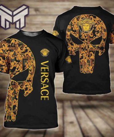 Versace T-Shirt, Versace Golden Skull Luxury Brand T-Shirt Outfit For Men Women