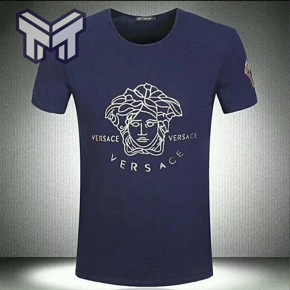Versace T-Shirt, Versace Medusa Navy Luxury Brand Premium T-Shirt Outfit For Men Women - Image 2