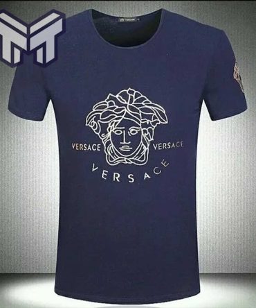 Versace T-Shirt, Versace Medusa Navy Luxury Brand Premium T-Shirt Outfit For Men Women