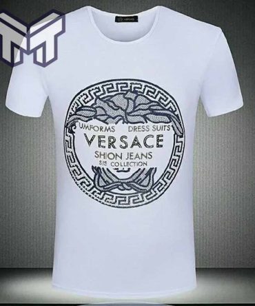 Versace T-Shirt, Versace Medusa White Luxury Brand Premium T-Shirt Outfit For Men Women