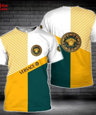 Versace Yellow Green Luxury Brand Premium T-Shirt Outfit For Men Women