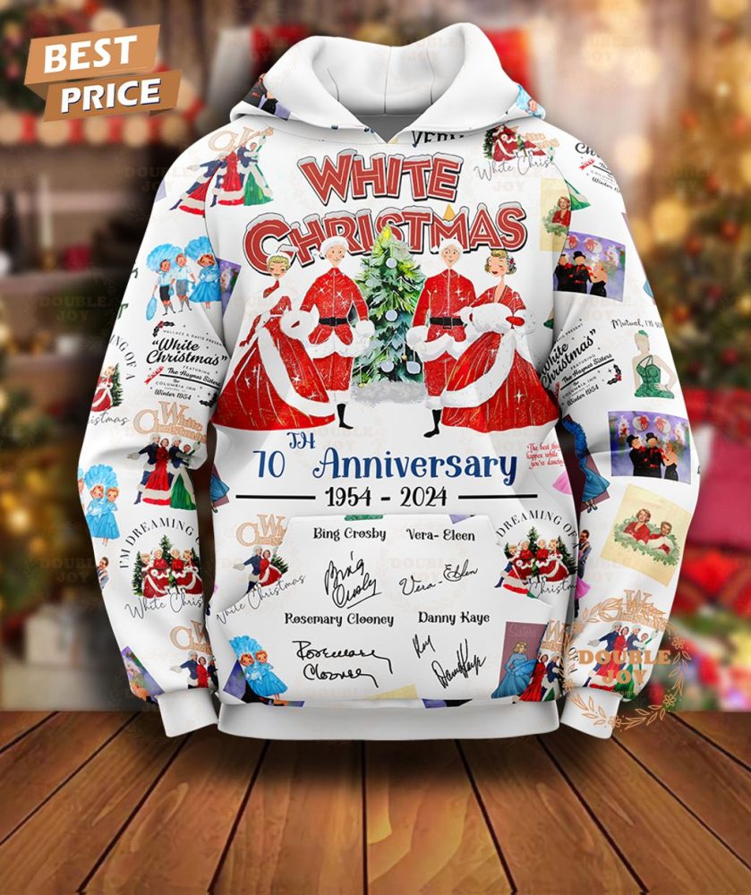 White Christmas 70Th Anniversary 1954-2024 Hoodie - White