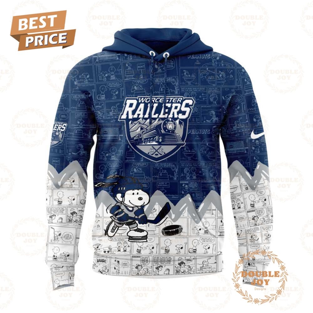 Worcester Railers Peanuts Night 2025 75Th Anniversary Hoodie - Image 2