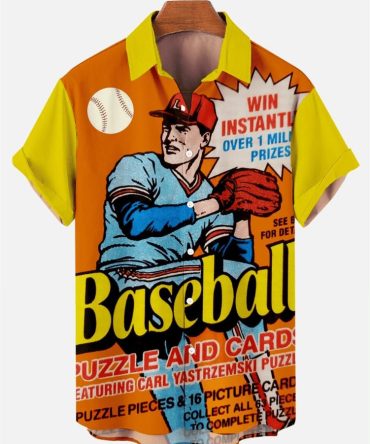 Men'S Retro Baseball Game Comic Pattern Hawaiian Shirt
