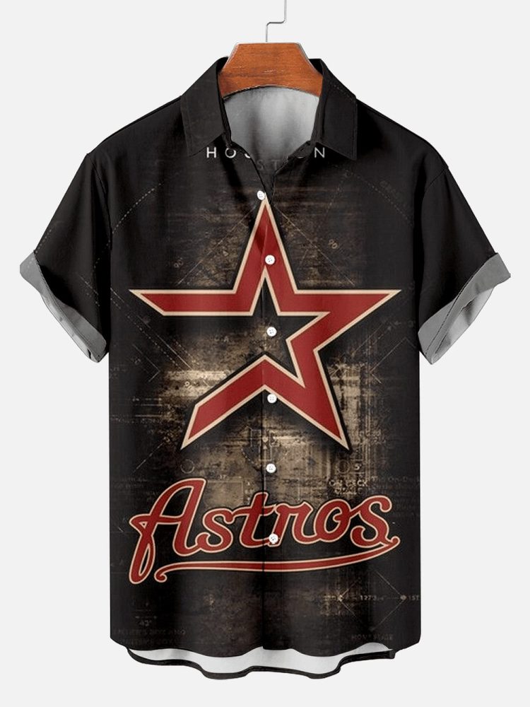Houston Astros Distressed Comfortable Baseball Sports Retro Texture Printed Hawaiian Shirt