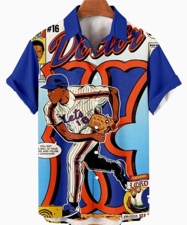 Men'S Classic Vintage American Baseball Print Hawaiian Shirt