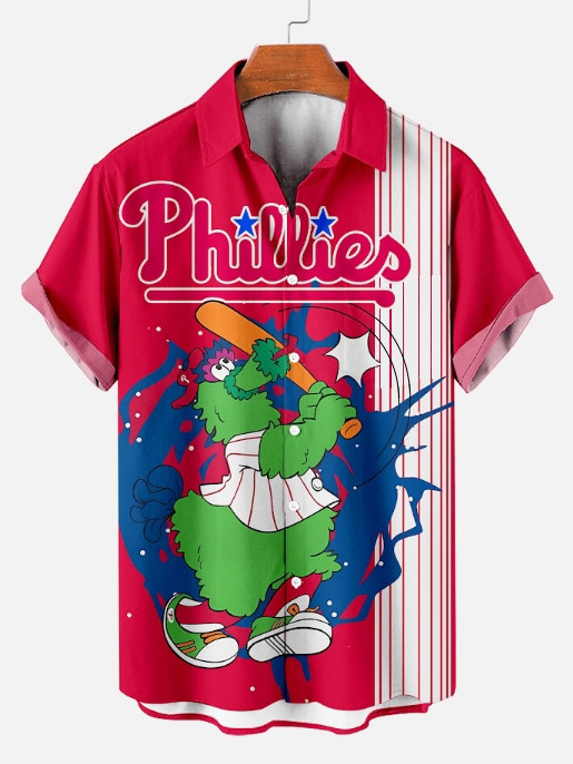 Philadelphia Phillies Comfortable Baseball Letter Print Hawaiian Shirt