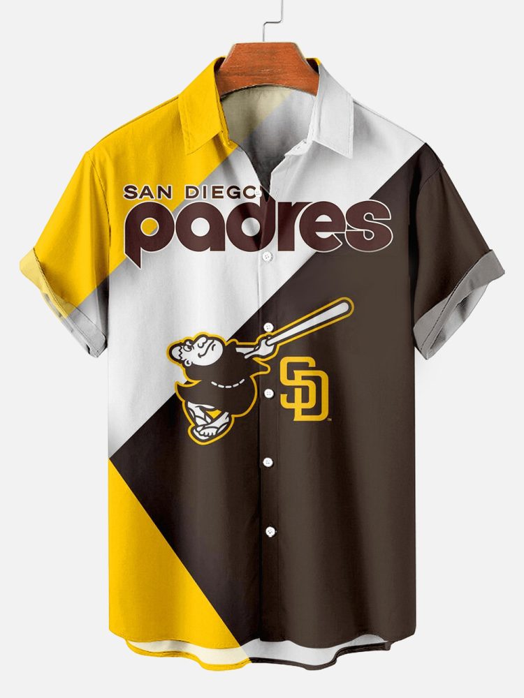 San Diego Padres Active Comfort Baseball Print Hawaiian Shirt