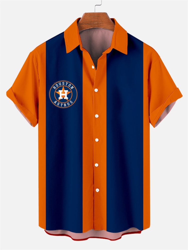 Houston Astros Contrasting Baseball Stripes Hawaiian Shirt