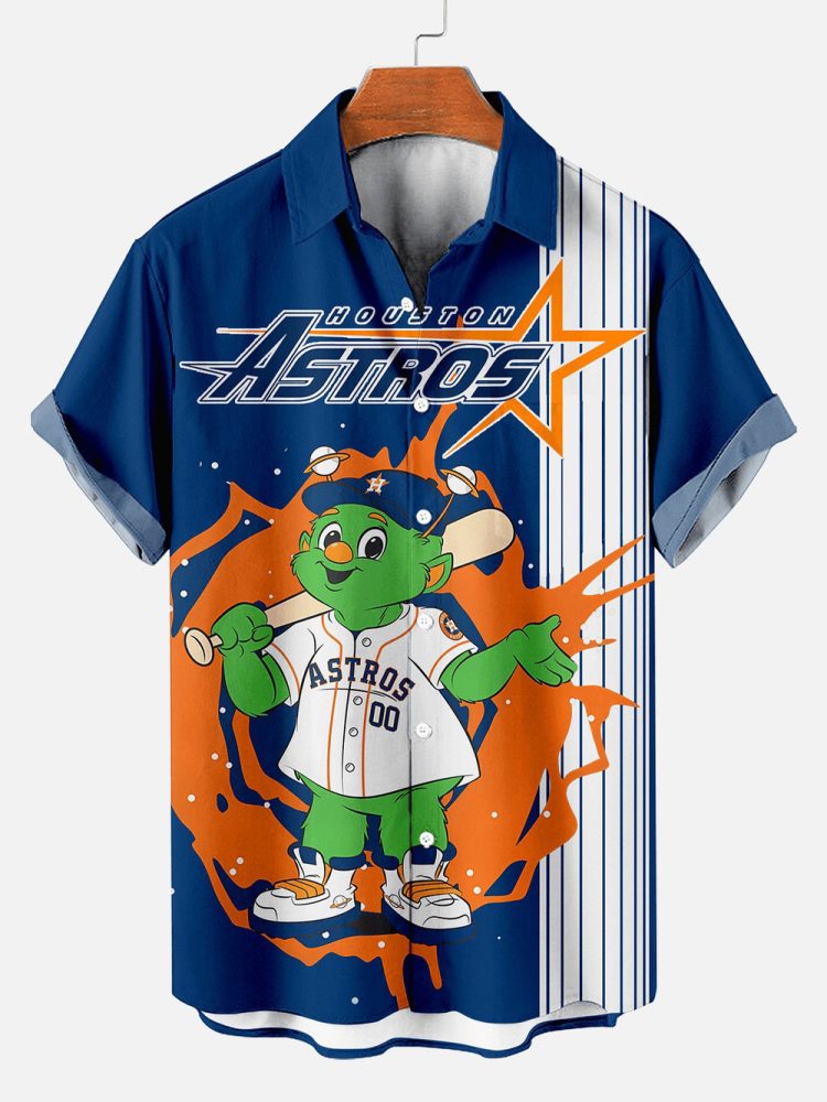 Houston Astros Baseball Letter Print Hawaiian Shirt