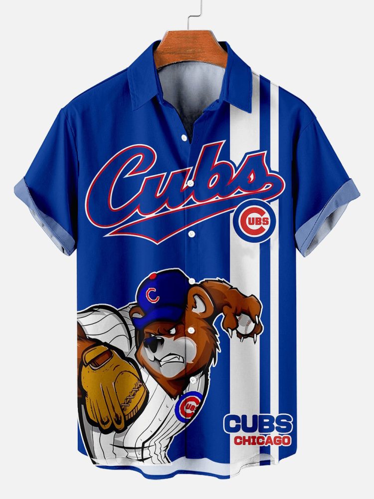 Chicago Cubs Fashionable Baseball Sports Striped Print Hawaiian Shirt