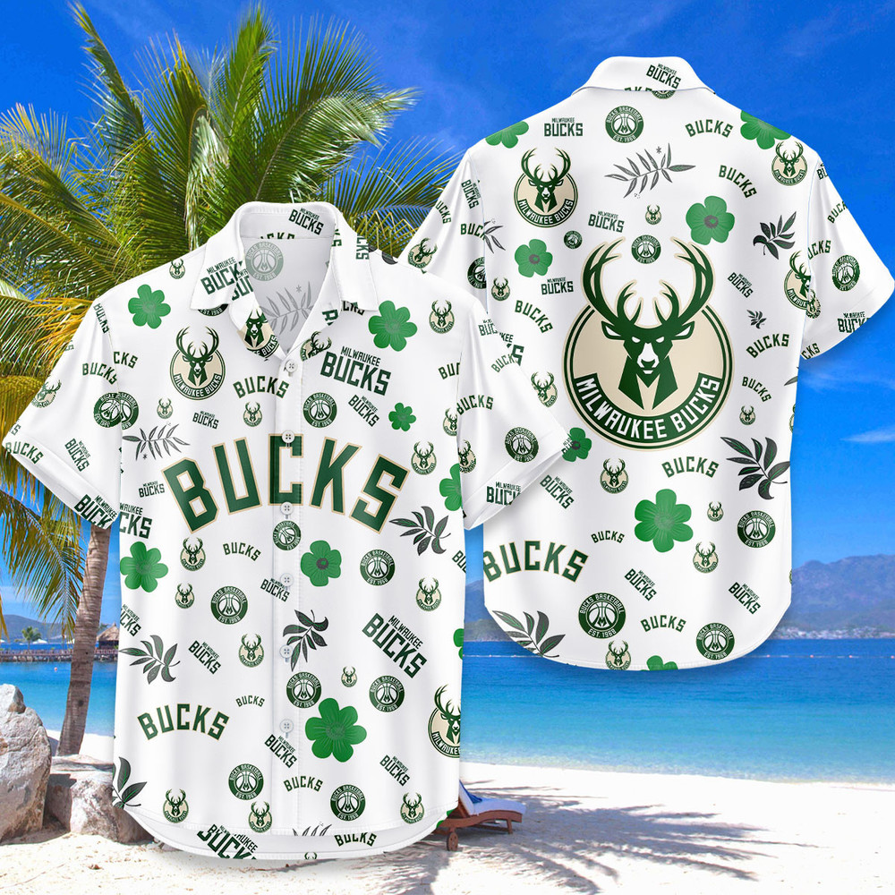 Milwaukee Bucks Hawaiian Shirt Tropical Beach