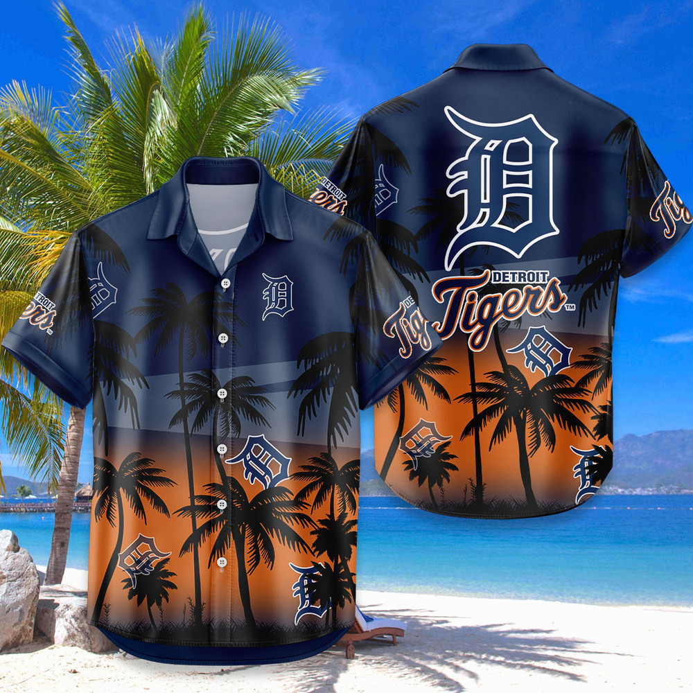 Detroit Tigers Hawaiian Shirt Coconut Tree