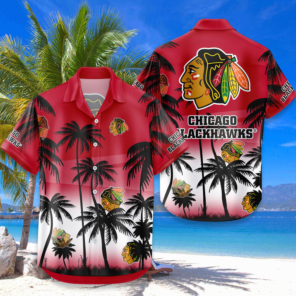 Chicago Blackhawks Hawaiian Shirt Coconut Tree