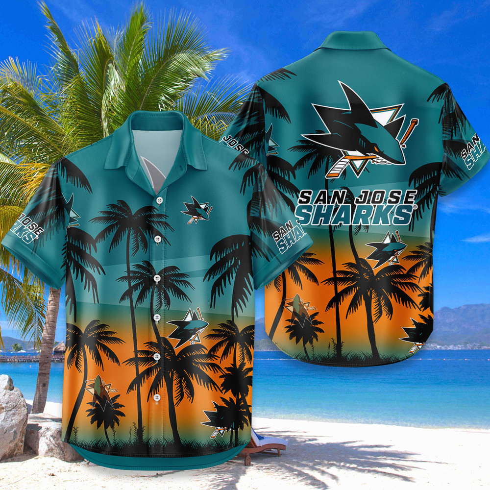 San Jose Sharks Hawaiian Shirt Coconut Tree