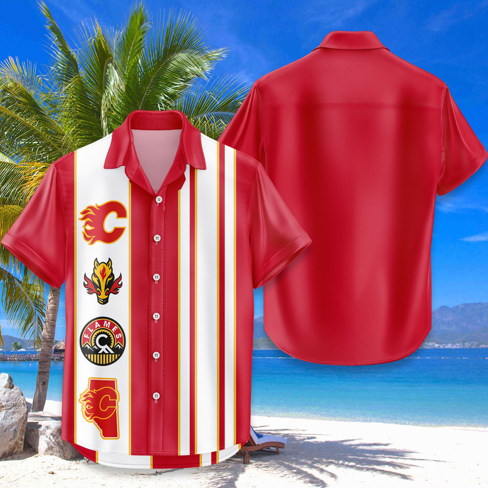 Calgary Flames Hawaiian Shirt Classic Color Contrast