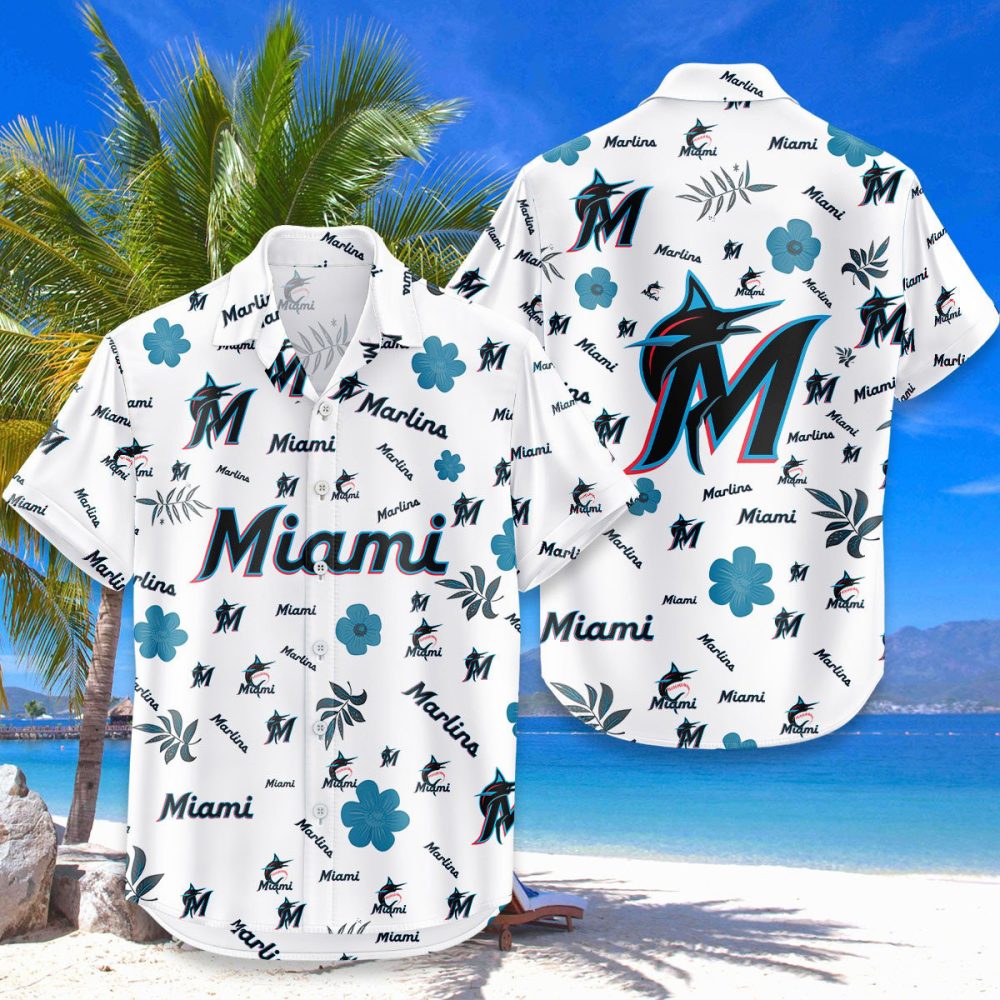 Miami Marlins Hawaiian Shirt Tropical Beach