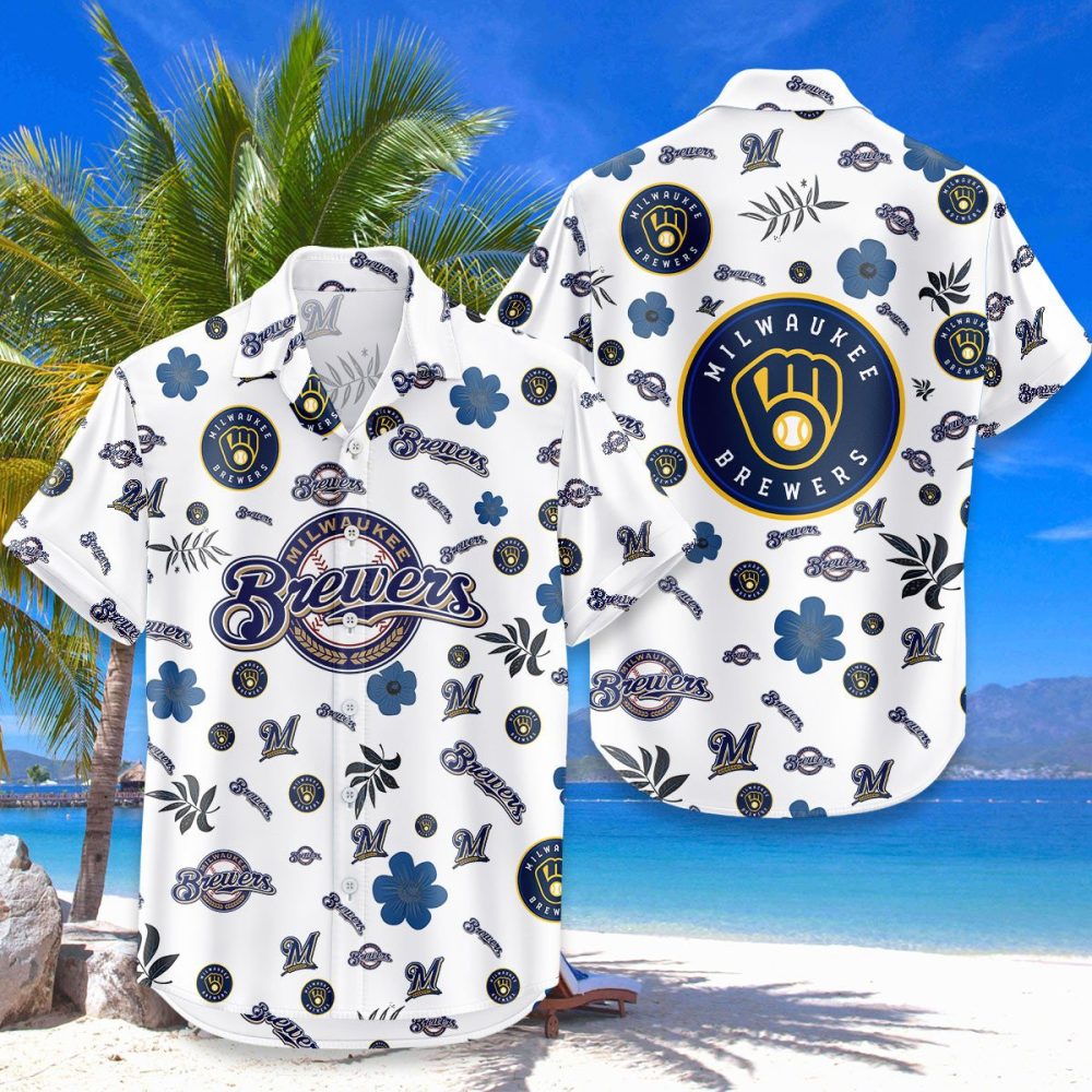 Milwaukee Brewers Hawaiian Shirt Tropical Beach