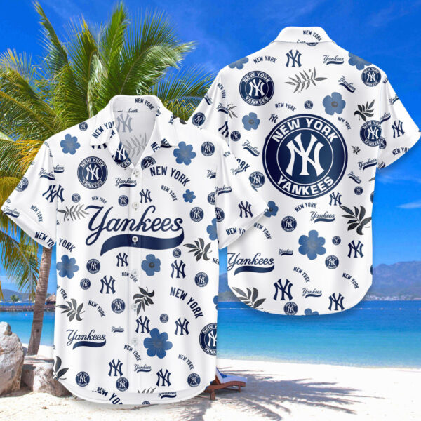 New York Yankees Hawaiian Shirt Tropical Beach - Image 4