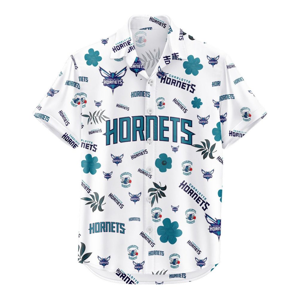 Charlotte Hornets Hawaiian Shirt Tropical Beach - Image 2