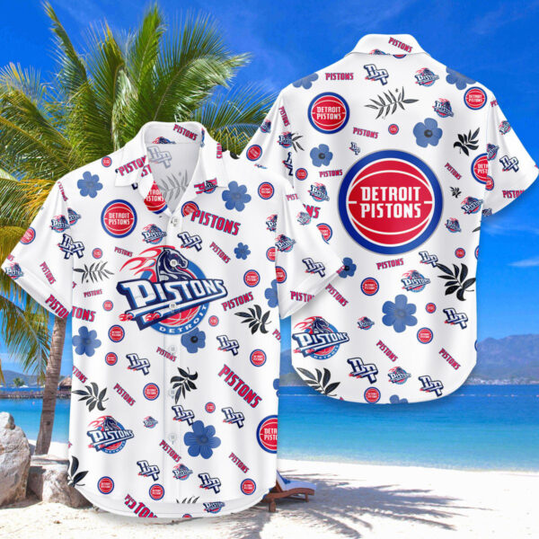 Detroit Pistons Hawaiian Shirt Tropical Beach - Image 4