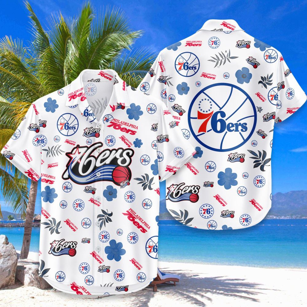 Philadelphia 76Ers Hawaiian Shirt Tropical Beach