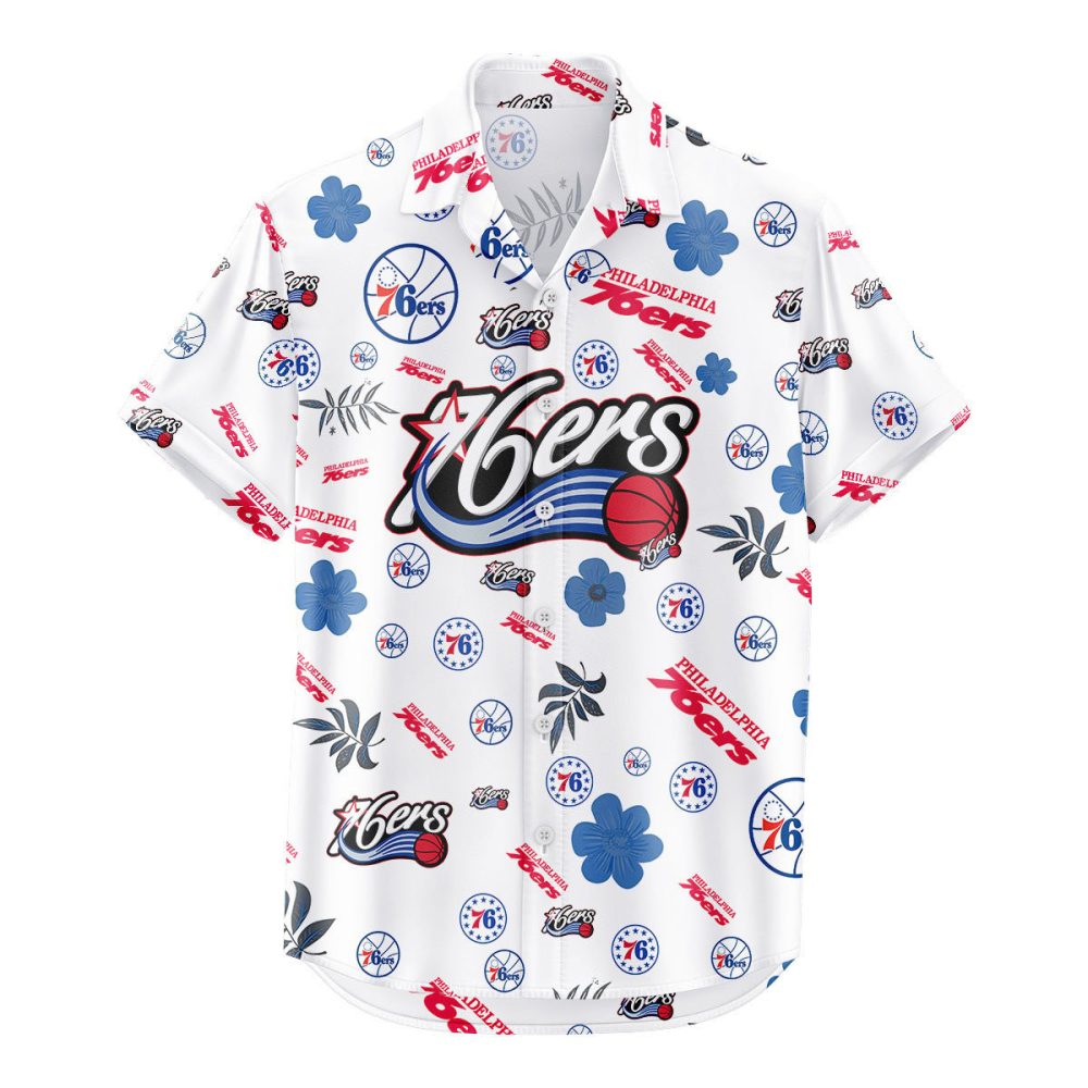 Philadelphia 76Ers Hawaiian Shirt Tropical Beach - Image 2