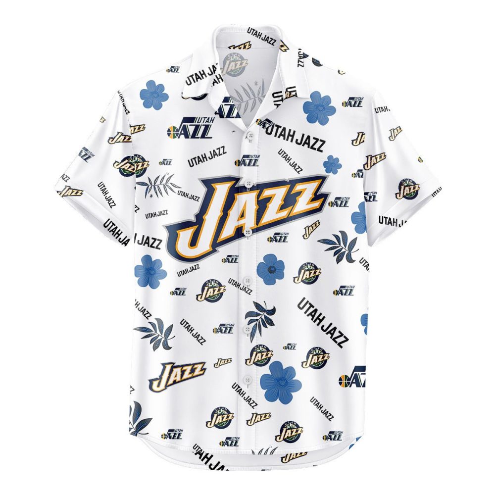 Utah Jazz Hawaiian Shirt Tropical Beach - Image 2