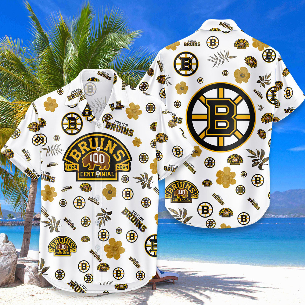 Boston Bruins Hawaiian Shirt Tropical Beach