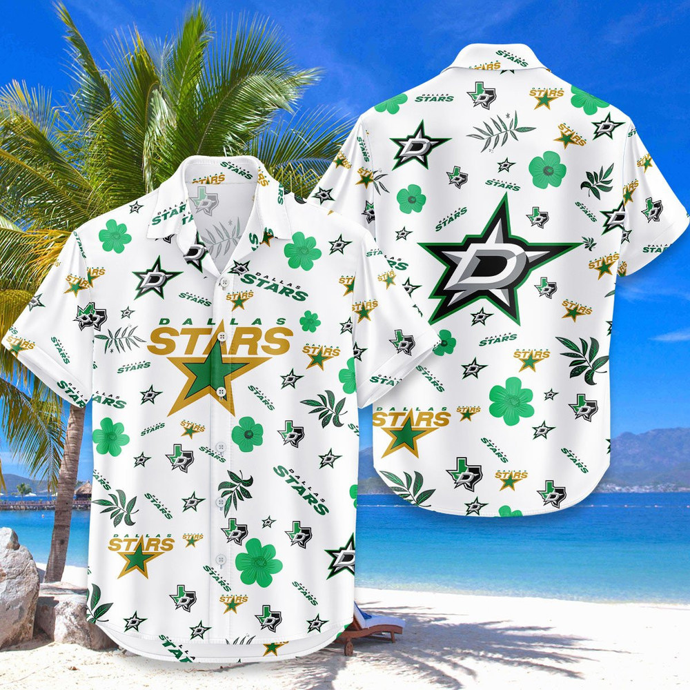 Dallas Stars Hawaiian Shirt Tropical Beach
