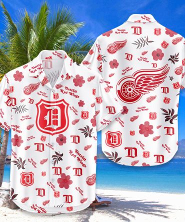 Detroit Red Wings Hawaiian Shirt Tropical Beach