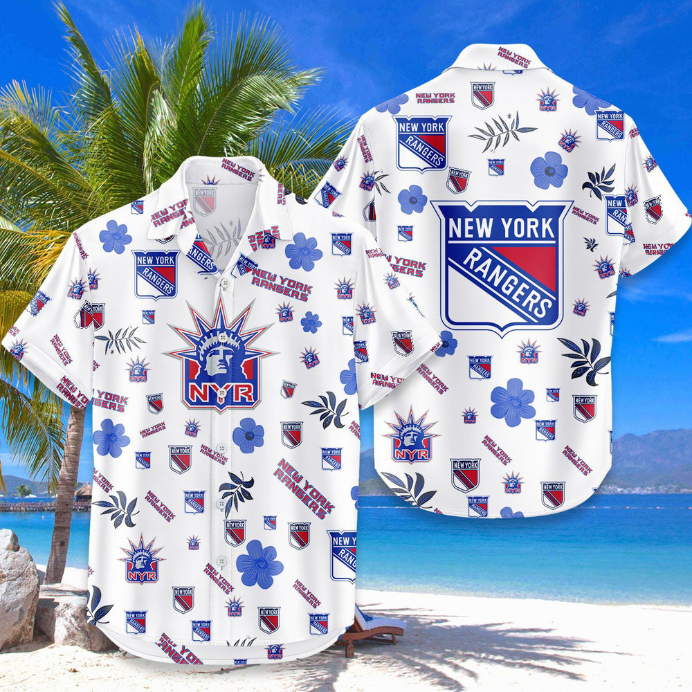 New York Rangers Hawaiian Shirt Tropical Beach