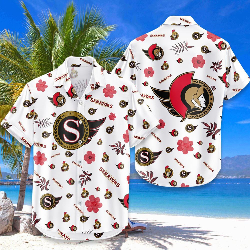 Ottawa Senators Hawaiian Shirt Tropical Beach