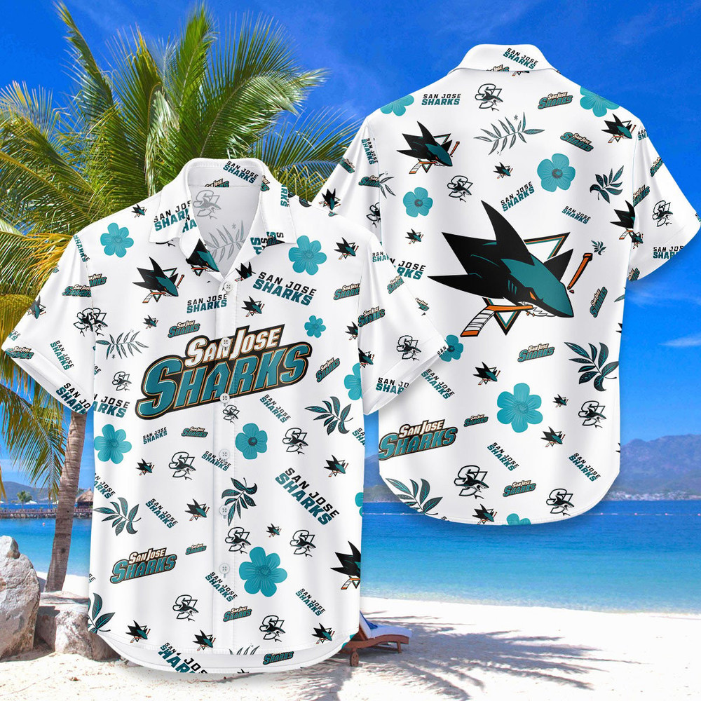 San Jose Sharks Hawaiian Shirt Tropical Beach
