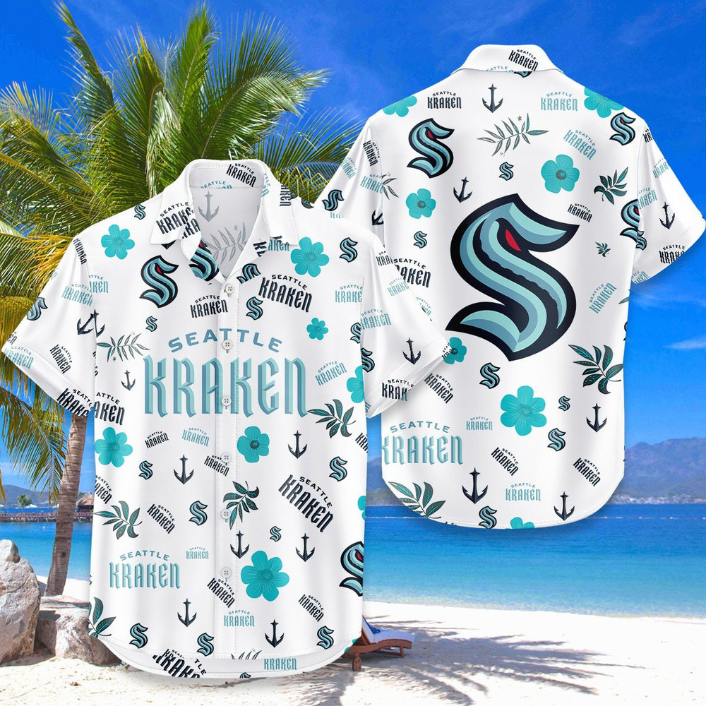 Seattle Kraken Hawaiian Shirt Tropical Beach