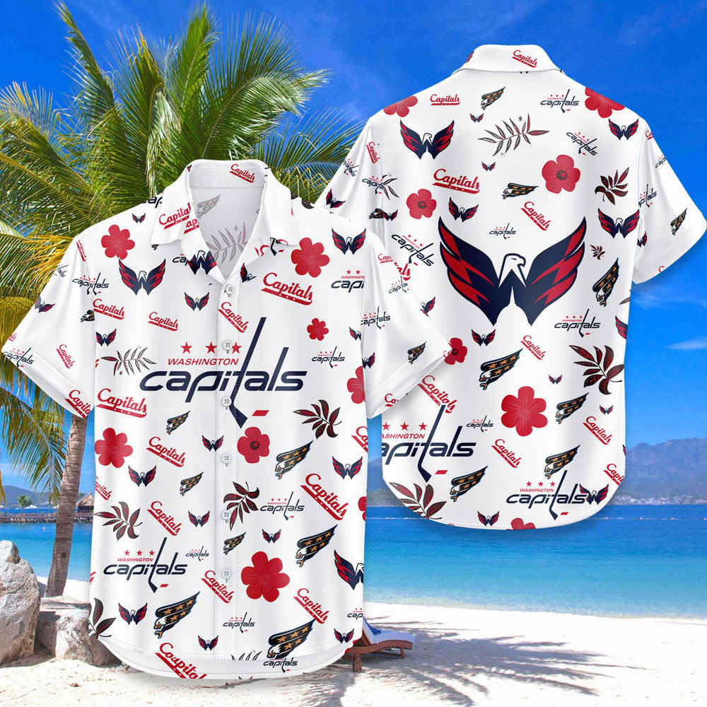 Washington Capitals Hawaiian Shirt Tropical Beach