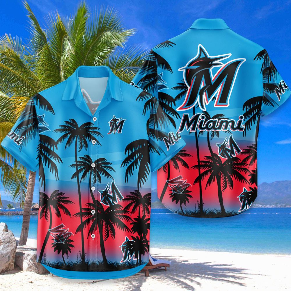 Miami Marlins Hawaiian Shirt Coconut Tree