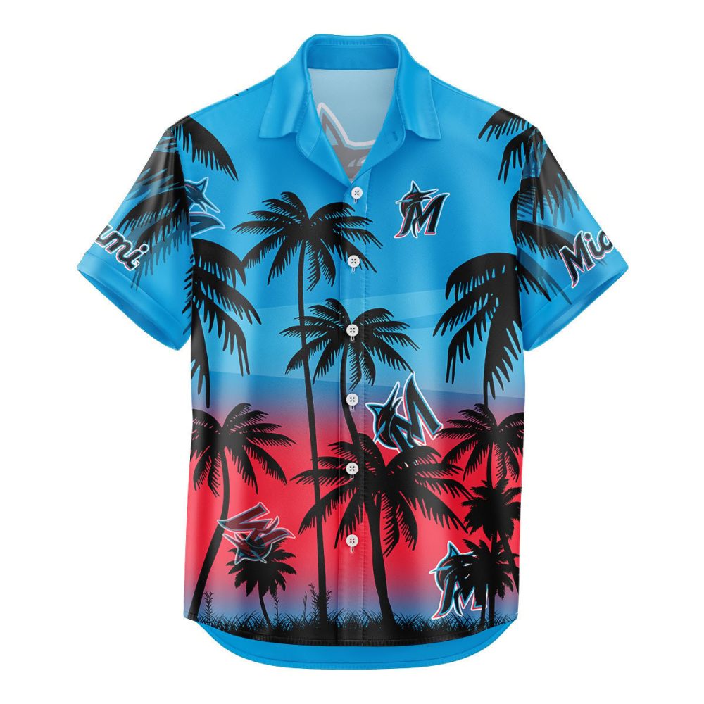 Miami Marlins Hawaiian Shirt Coconut Tree - Image 2