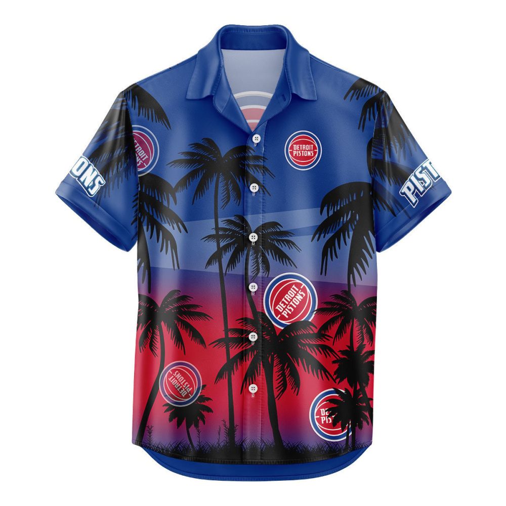 Detroit Pistons Hawaiian Shirt Coconut Tree - Image 2