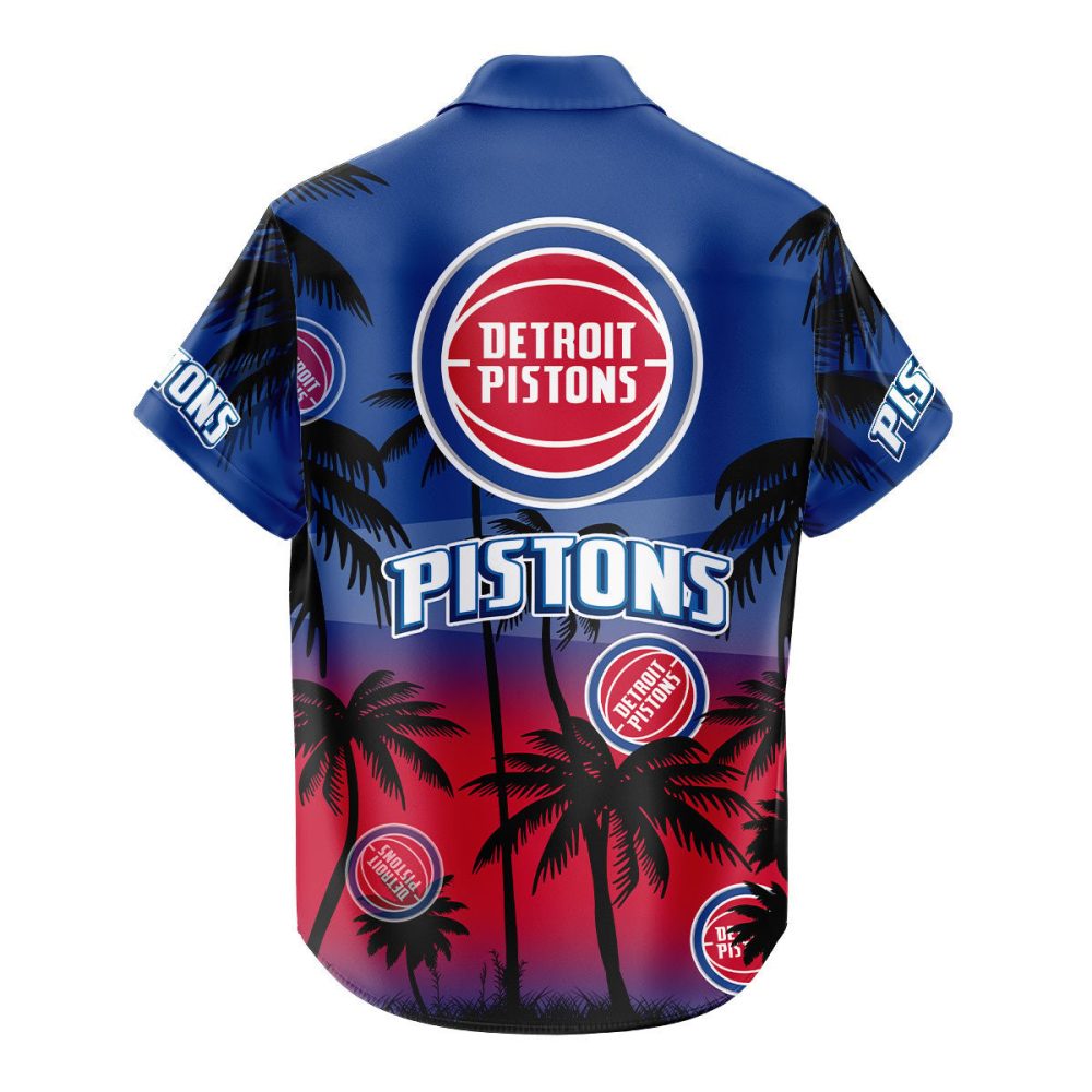 Detroit Pistons Hawaiian Shirt Coconut Tree - Image 3