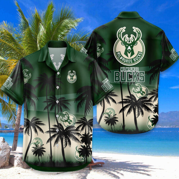 Milwaukee Bucks Hawaiian Shirt Coconut Tree - Image 4