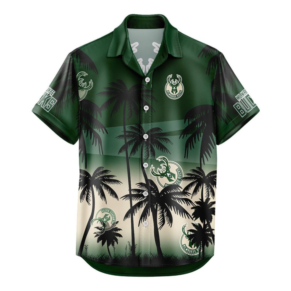 Milwaukee Bucks Hawaiian Shirt Coconut Tree - Image 2