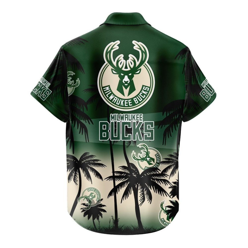 Milwaukee Bucks Hawaiian Shirt Coconut Tree - Image 3