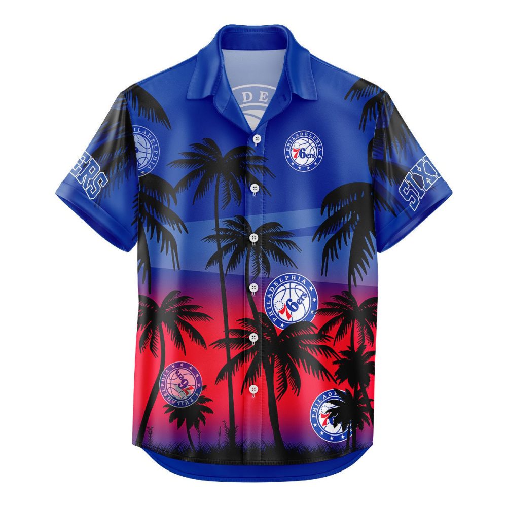 Philadelphia 76Ers Hawaiian Shirt Coconut Tree - Image 2