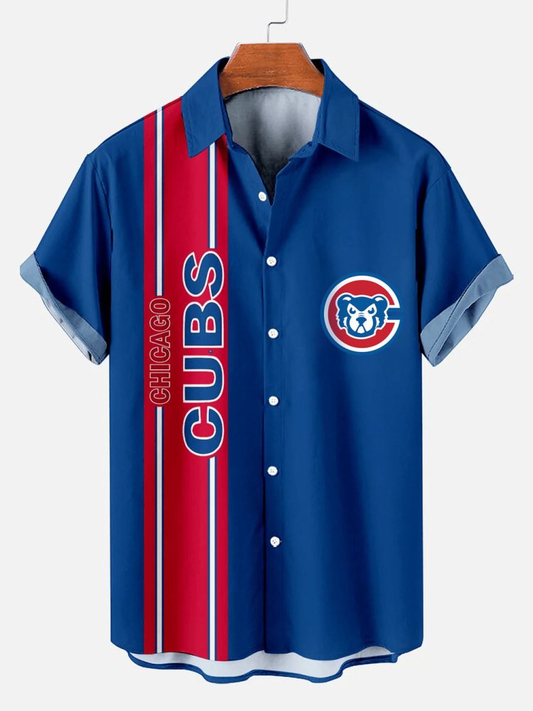 Chicago Cubs Classic Baseball Baseball Striped Hawaiian Shirt