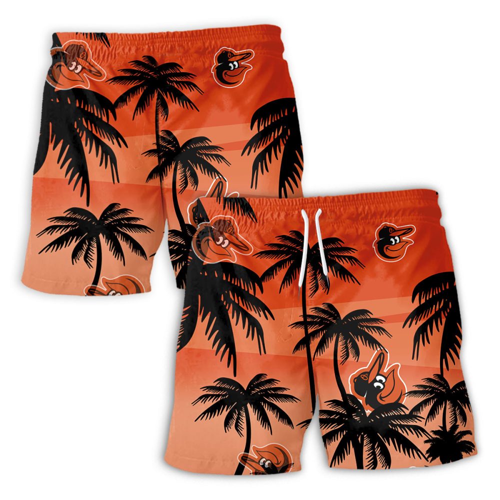 Baltimore Orioles Hawaiian Shorts Coconut Tree - Image 2